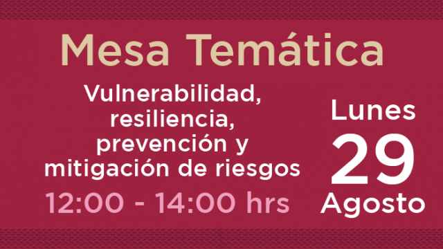 Mesa temática - Vulnerabilidad, resiliencia, prevención y mitigación de riesgos
